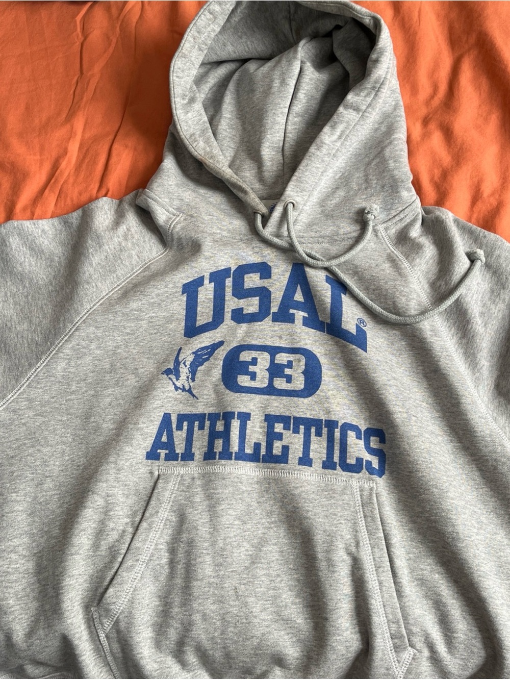 Comfy USA Gray Crewneck Sweatshirt with Blue Athletics Print